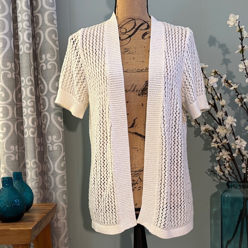 Northern Reflections Open Stitch Open Front Cardigan Sweater Petite Large/PL